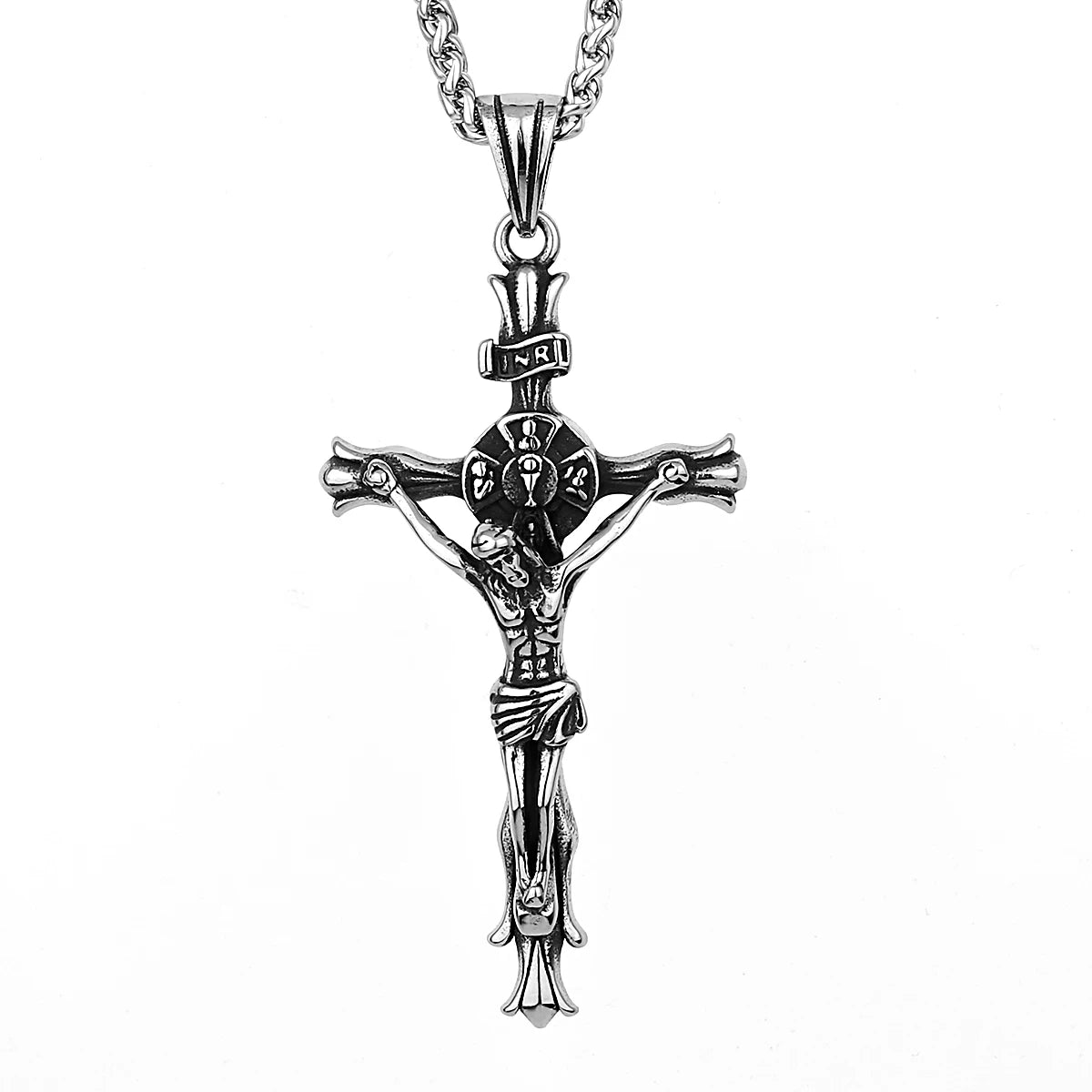 Colar Crucifixo Clássico em Aço Inoxidável Maciço