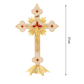 Crucifixo de Mesa Vaticano em Aço Inoxidável e Cristal Zirconado