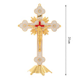 Crucifixo de Mesa Vaticano em Aço Inoxidável e Cristal Zirconado